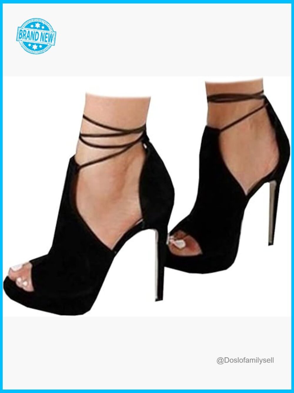 Peep Toe Platform Heels Sexy Sandals Strappy Lace Up Stilettos Dress Pumps Shoes